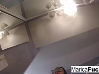 Marica Hase in attractive lingerie masturbates in the mirror