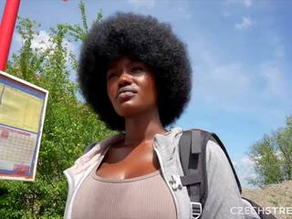 Czech Streets 152 Quickie with attractive Busty Black Girl: Amateur dirty film feat. George Glass