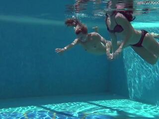 Pretty terrific hotties Cruz and Jessica swim naked together