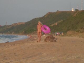 College lover Agnes Walks Around The Beach Full Nude (With An Audience)