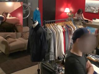 Rizikingas viešumas seksas klipas į japoniškas drabužiai parduotuvė su tsubasa hachino