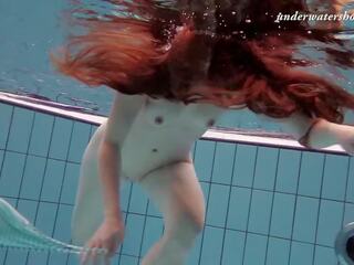 Lascivious Czech femme fatale Salaka swims nude in the Czech pool