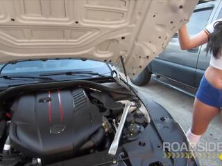 Roadside - Busty goddess Rides Her Mechanic's Big johnson