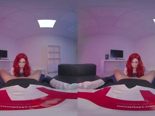 Roodharige tiener anna de ville hebben haar bips geneukt op virtual realiteit verkleedpartij