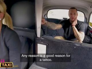 Female Fake Taxi Tattooed chap leads sexy Blonde sexually aroused