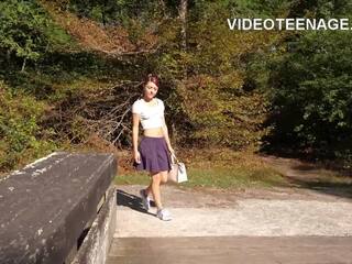 Good-looking tiny darling uspkirt outdoor and first porno audtion
