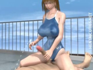 3D hentai call girl take cock at poolside
