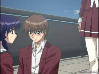 Hentai anime classmates threesome in school
