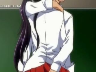 Hentai school feature cunt teased with a lick upskirt