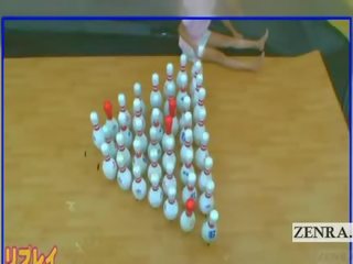 Z napisami japońskie amatorskie bowling gra z czworokąt