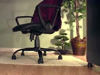 Leggy secretary under desk masturbation