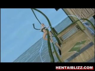3d lebhaft hentai streetwalker wird gefickt von riesig tentakeln